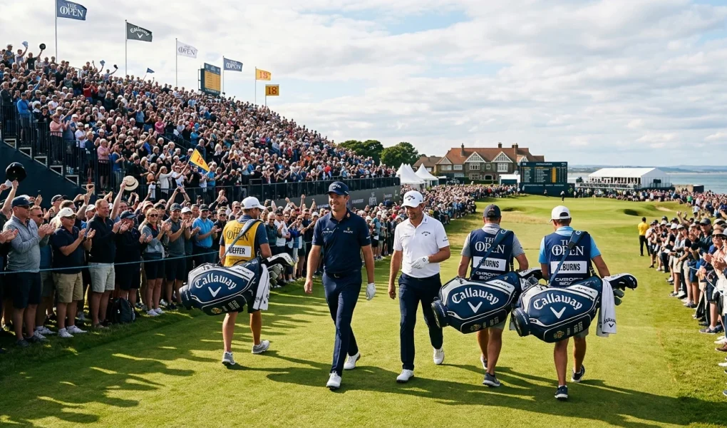 Golfers Sponsored by Callaway: 2026 Tour Staff & WITB Gear 1 Elite tour golfers walking down the 18th fairway with Callaway staff tour bags (AI Generated Image)