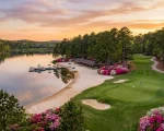Robin Lake Beach and championship golf course green at Callaway Resort and Gardens in Georgia